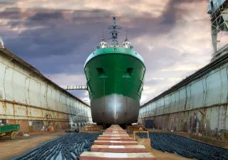 illustrative image of a ship being built