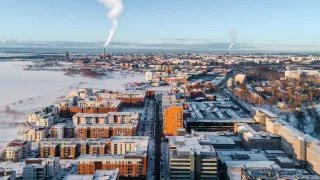 illustrative photo of an aerial city in winter