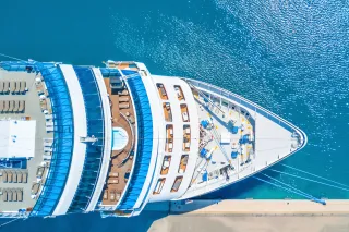 Aerial photo of cruise ship deck