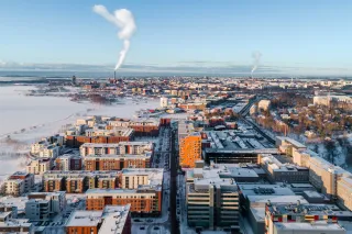illustrative photo of an aerial city in winter