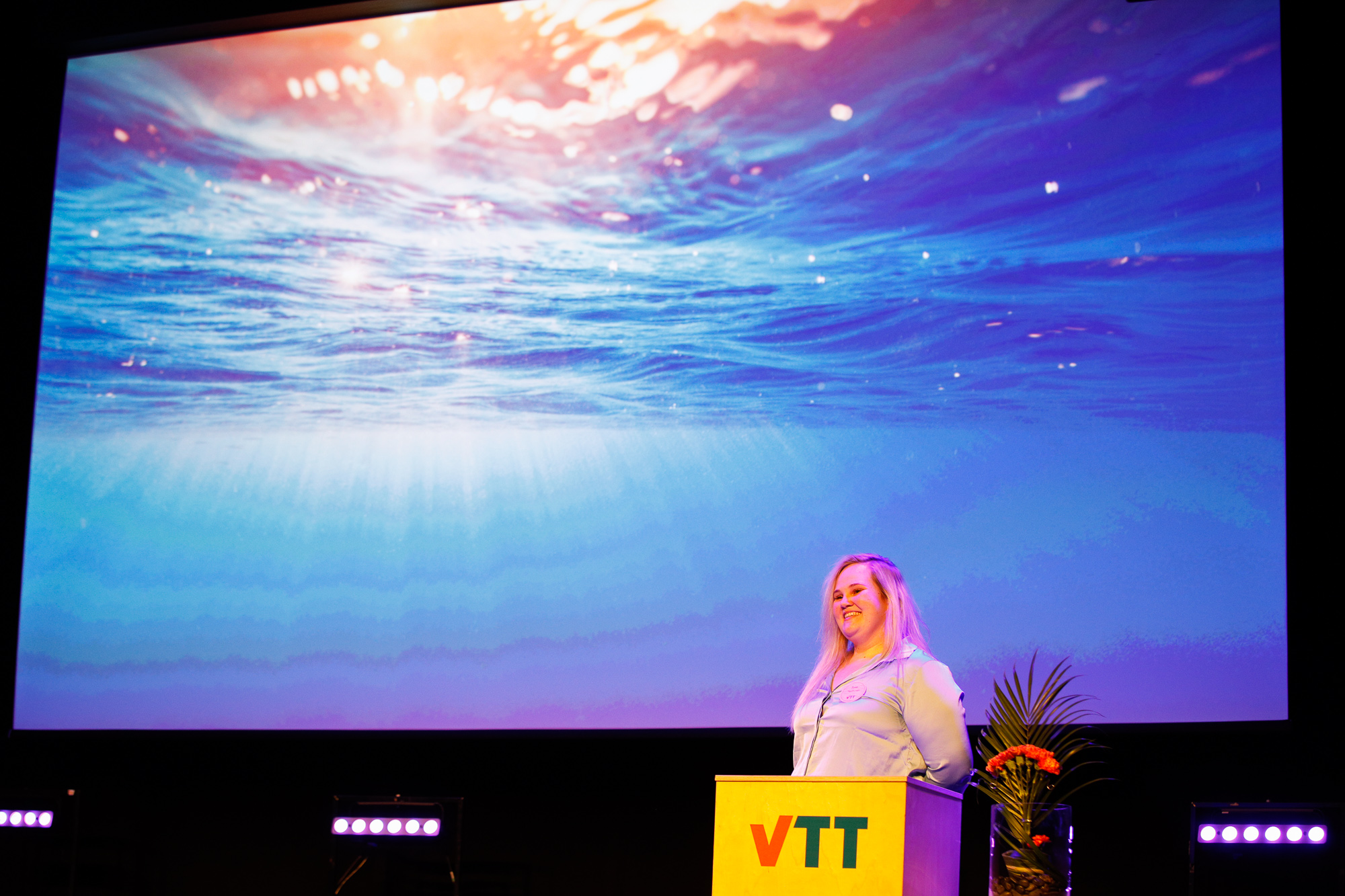 Photo of VTT's Anna Tenhunen speaking at an event.