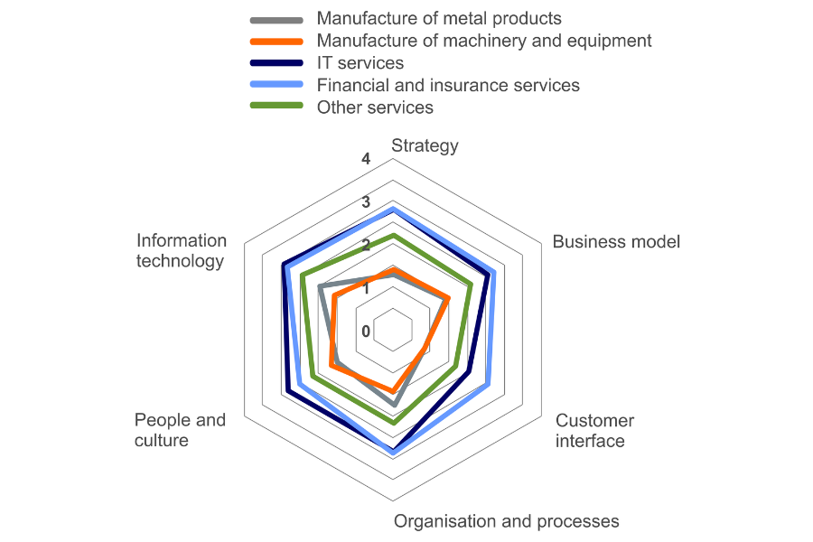 Clear differences in companies’ digimaturity levels diagram