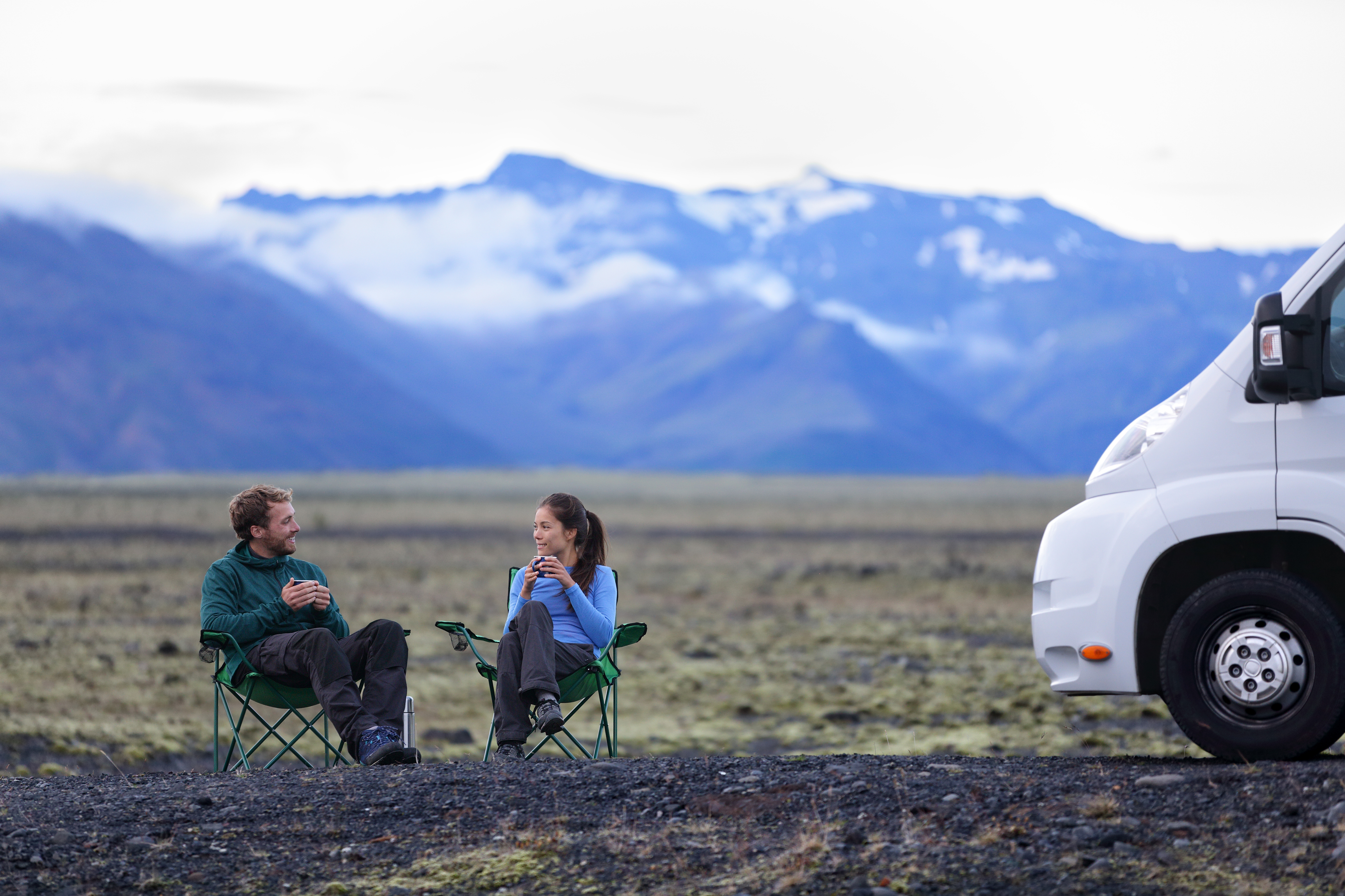 A couple enjoying van life