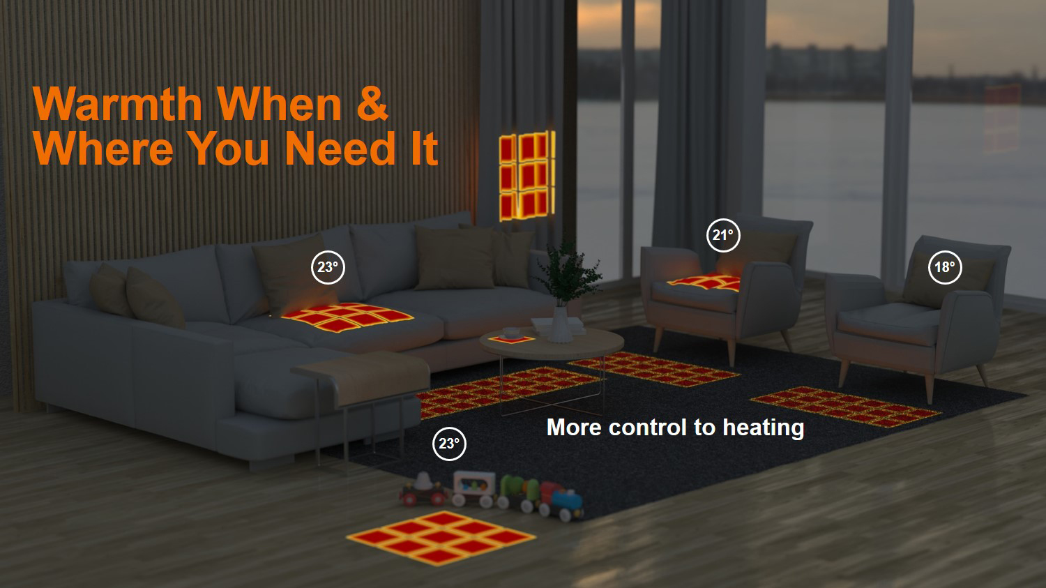 Illustration of heaters in a home environment