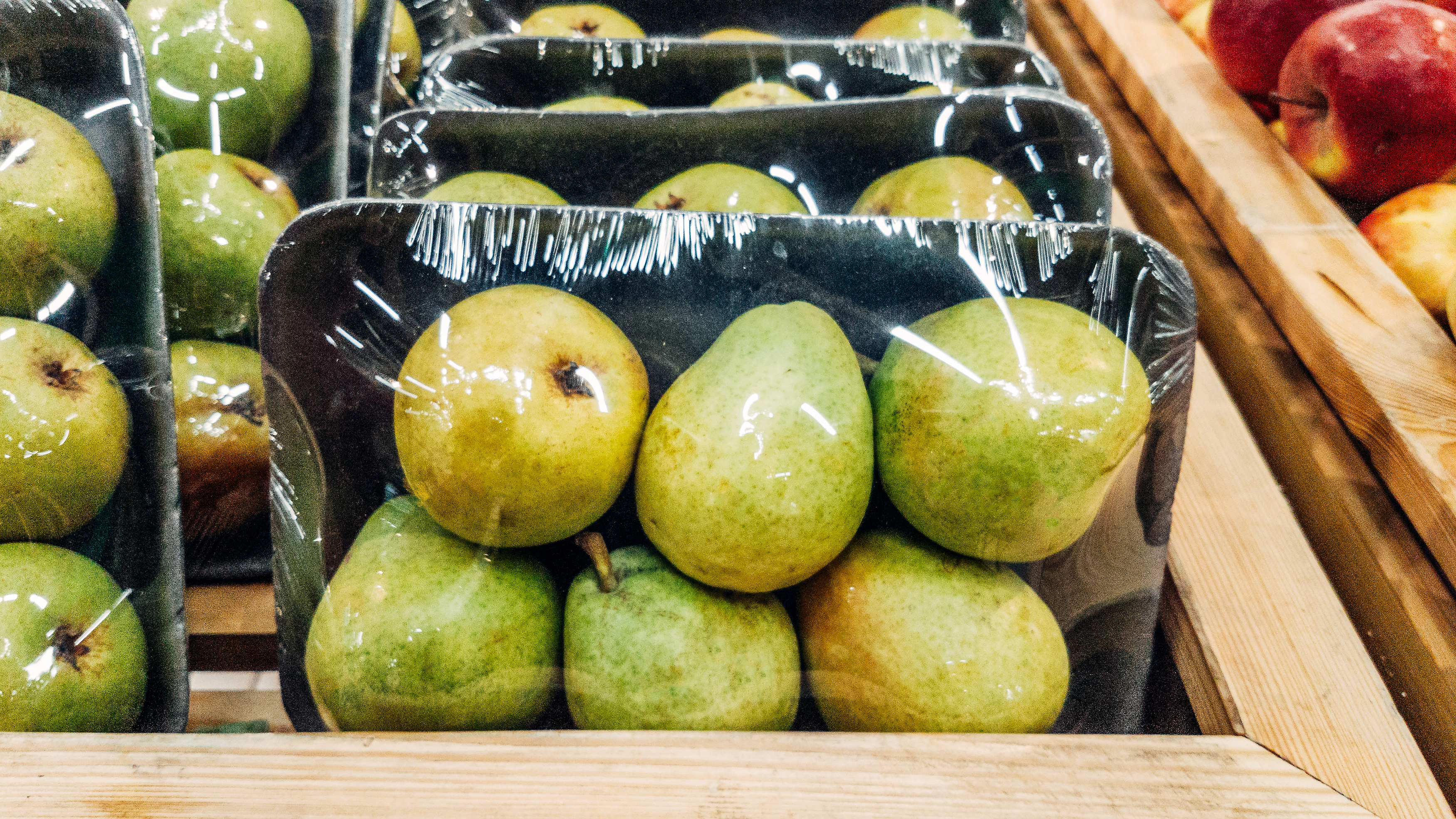 Fruits in plastic packaging