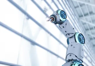 Close up of a robot welding arm
