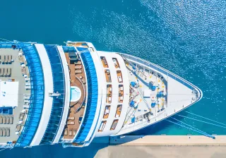Aerial photo of cruise ship deck