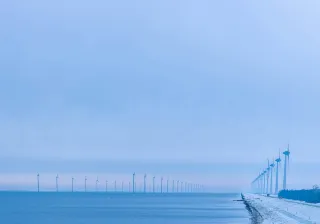 Wind turbines at winter