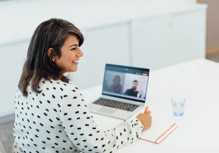 woman having an online meeting