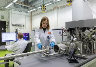 TOF SIMS equipment operated by a researcher