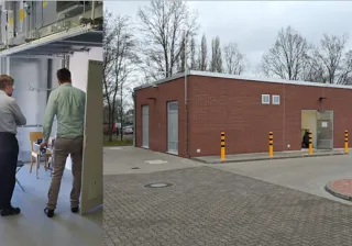 People working in transport hall