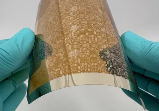 flexible printed electronics in a researcher's hands