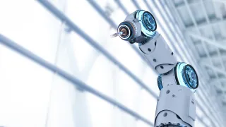 Close up of a robot welding arm