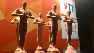 A photo of prize statues that were given to the winners at VTT&#039;s gala of failures.