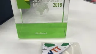 Photo of the sustainability awarded to VTT&#039;s cellulosebased packaging solutions