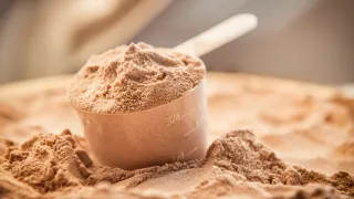 Photo of a scoop of protein powder