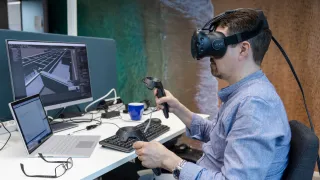 Man using VR glasses.