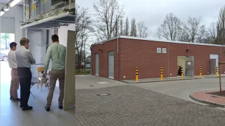 People working in transport hall