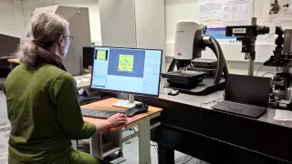 Person working with profilometer