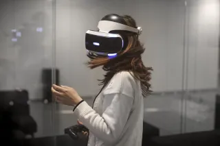 A person is using VR glasses