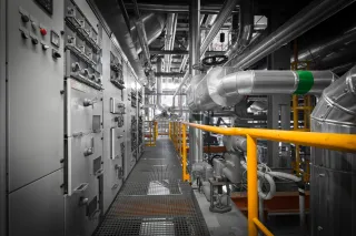 Photo of pipes inside a power plant