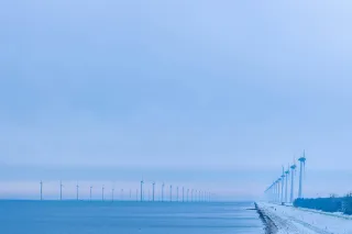 Wind turbines at winter