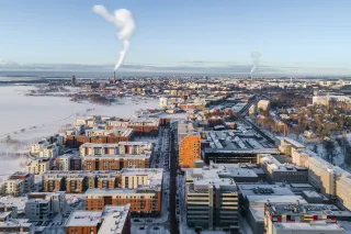 Aerial winter city
