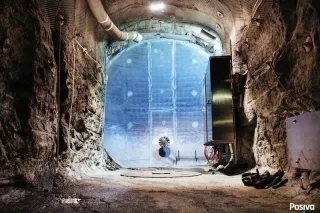 blue tunnel plug at the ONKALO facility
