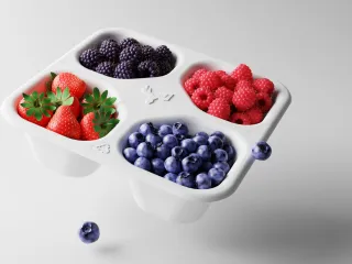 Berries in moulded fibre container by Valmet