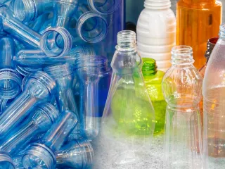 pet bottles and preforms in different colours