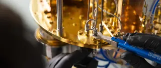 Quantum computer test cryostat in VTT's research laboratory.