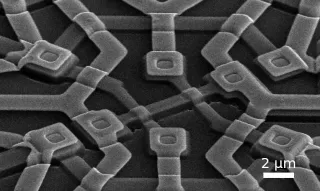 An image of a superconducting circuit taken with a scanning electron microscope.
