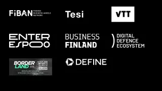 fiban, tesi, vtt, enter espoo, business finland, dde, borderland, and define logos on black background