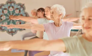 elderly people in a yoga class