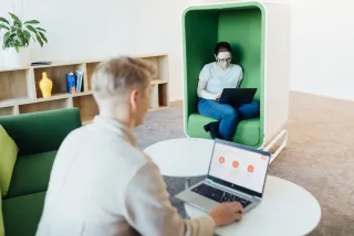 two office workers workshopping